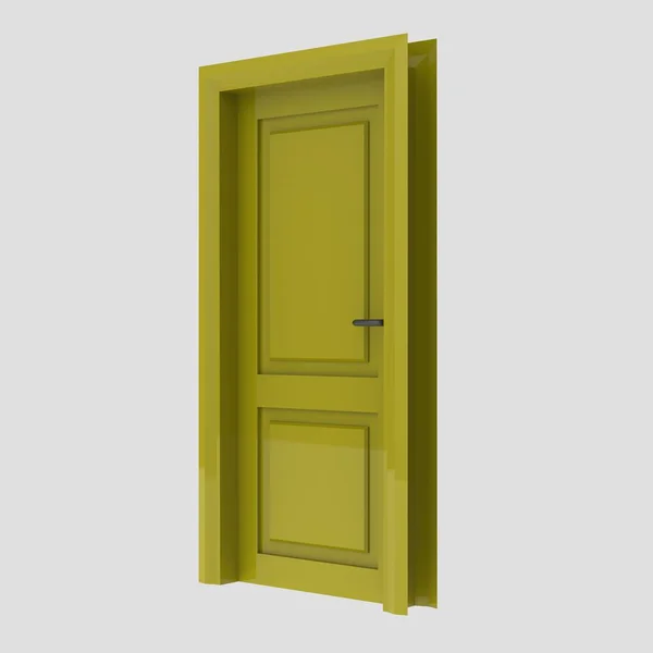 Жовтий Дерев Яний Інтер Двері Набір Ілюстрація Різні Відкриті Закриті — стокове фото