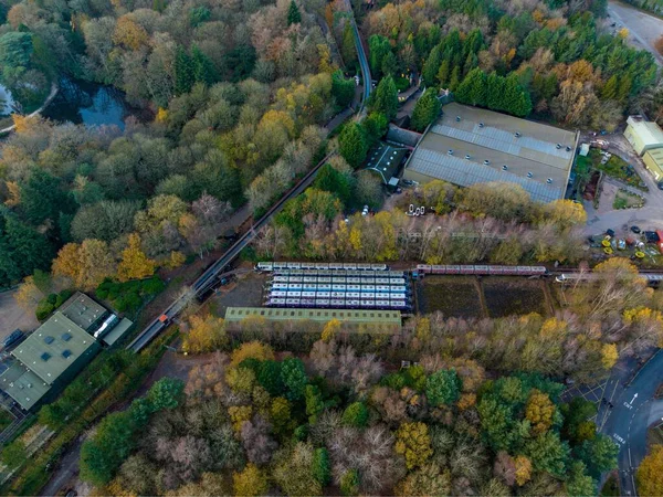 英国斯塔福德郡阿尔顿塔主题公园的Drone视图 — 图库照片