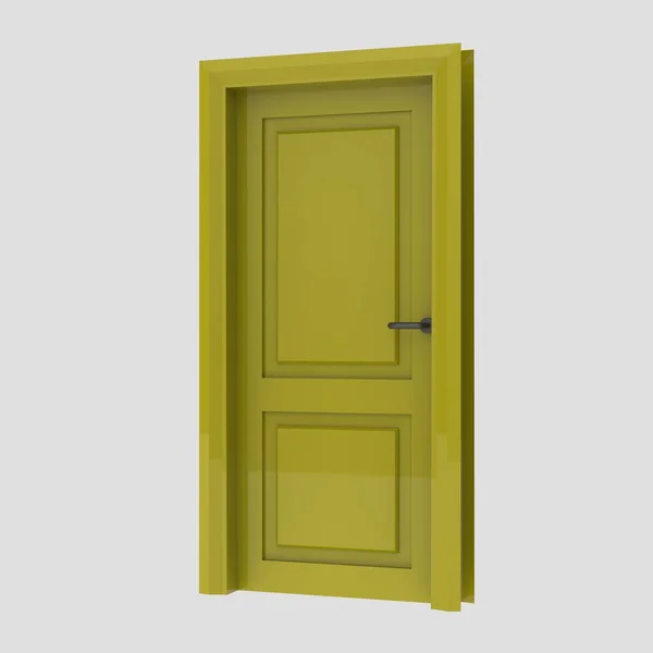 Żółty Drewniane Drzwi Wewnętrzne Zestaw Ilustracja Różne Otwarte Zamknięte Odizolowane — Zdjęcie stockowe