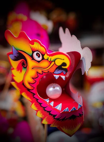 Close Uma Decoração Dragão Colorido Para Ano Novo Chinatown Londres — Fotografia de Stock