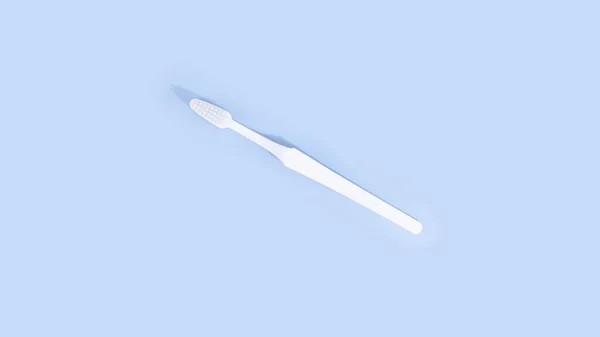 Top View Plane White Toothbrush Light Blue Pastel Surface — Stock Photo, Image