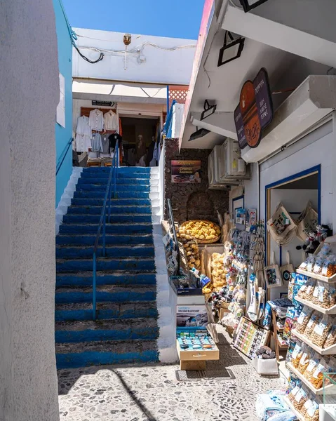 Scenic View Alley Shops Town Fira Island Santorini Greece — Stock Photo, Image