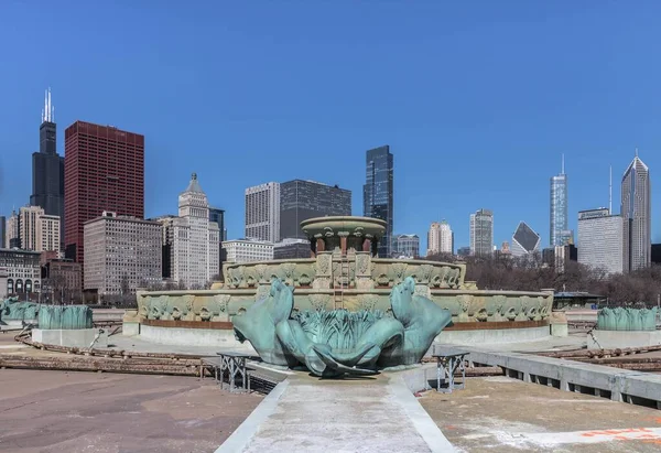 Μια Όμορφη Φωτογραφία Των Ουρανοξυστών Στο Σικάγο Ιλινόις Ηνωμένες Πολιτείες — Φωτογραφία Αρχείου
