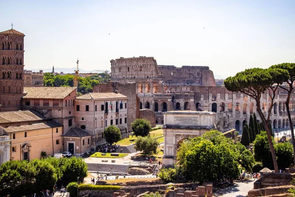 Naturskön Bild Den Antika Skyline Vid Forum Romanum Rom Italien — Stockfoto