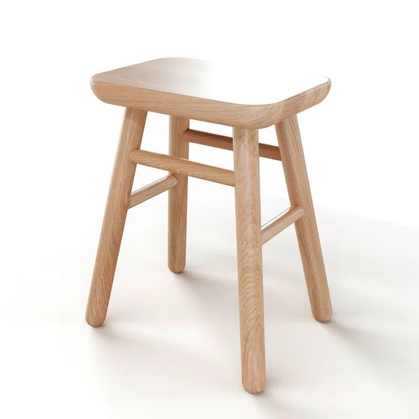 Tiro Vertical Uma Cadeira Madeira Moderna Bar Isolado Fundo Branco — Fotografia de Stock