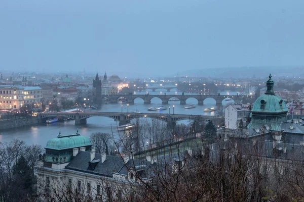 Vue Aérienne Paysage Urbain Prague République Tchèque Par Une Journée — Photo