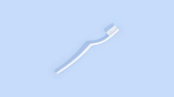 Top View Plane White Toothbrush Light Blue Pastel Surface — Stock Photo, Image