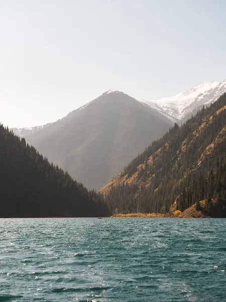 Eine Malerische Vertikale Aufnahme Eines Ruhigen Sees Umgeben Von Wunderschönen — Stockfoto