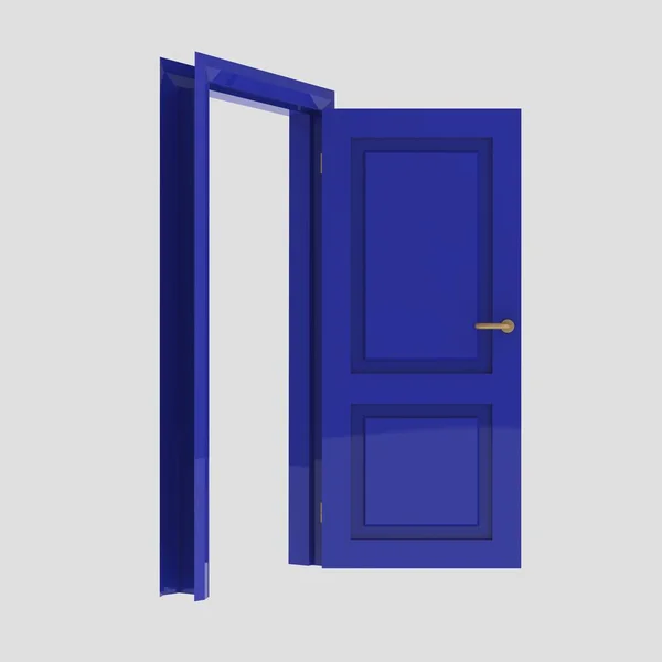 Blue Wooden Set Interior Door Illustration Different Open Closed Isolated — Stock Photo, Image