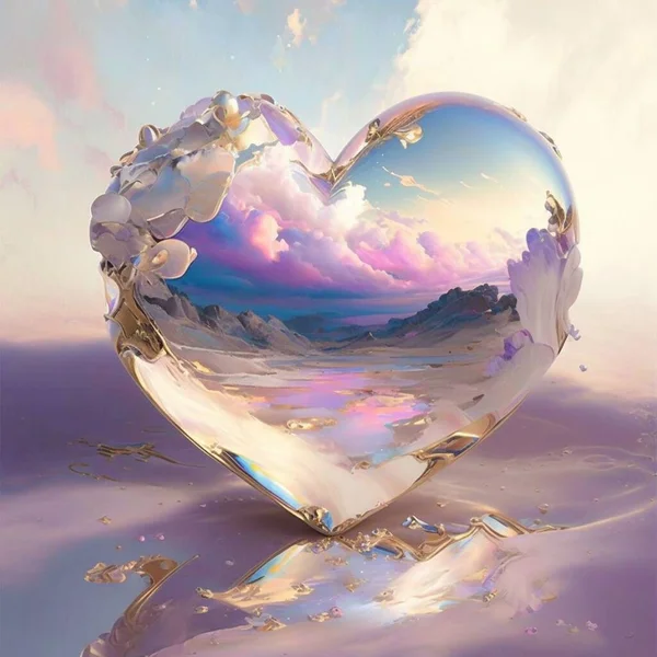 Красивая Иллюстрация Облачного Сердца Мягком Пастельном Фоне — стоковое фото