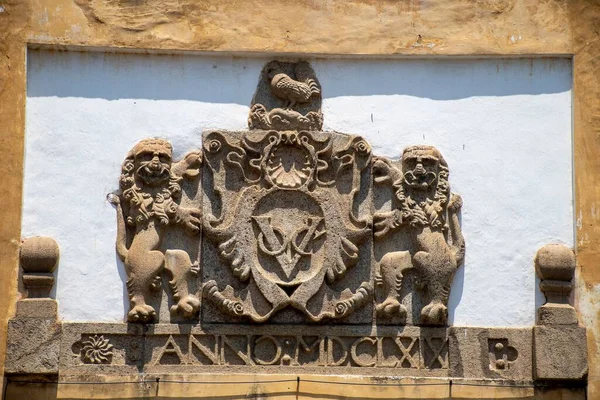 Brasão Armas Com Leões Galle Fort Sri Lanka — Fotografia de Stock