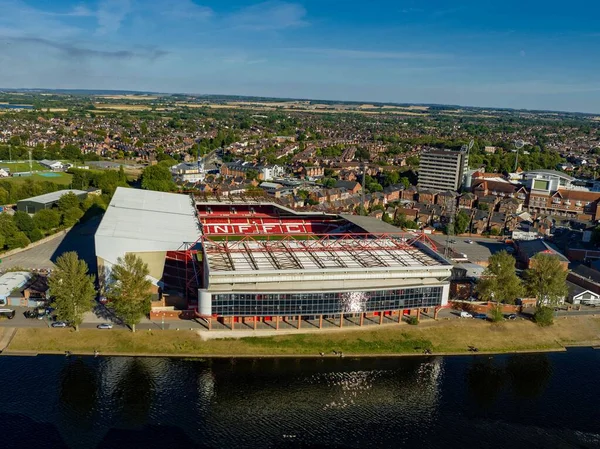 Een Drone Uitzicht City Ground Voetbalstadion West Bridgford Nottinghamshire Engeland — Stockfoto