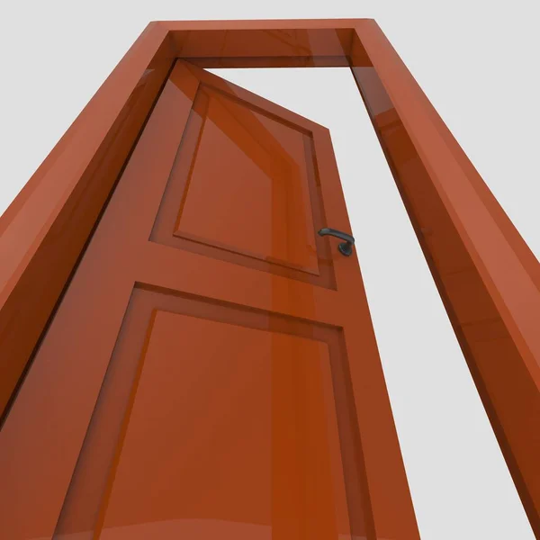 Oranje Houten Interieur Set Deur Illustratie Verschillende Open Gesloten Geïsoleerde — Stockfoto