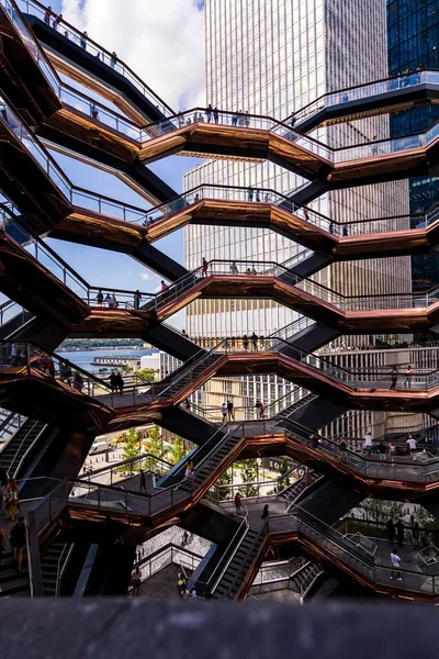 Plano Vertical Del Interior Del Edificio Oculus Hudson Yards Nueva — Foto de Stock