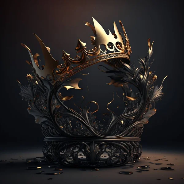 Illustration Golden Crown Abstract Stand Dark Background — Stock Photo, Image