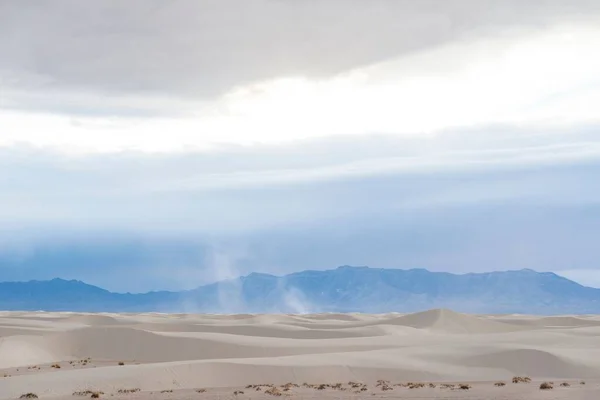 Brown Sand Dunes White Sky Daytime Dramatic Sky — Stock Photo, Image