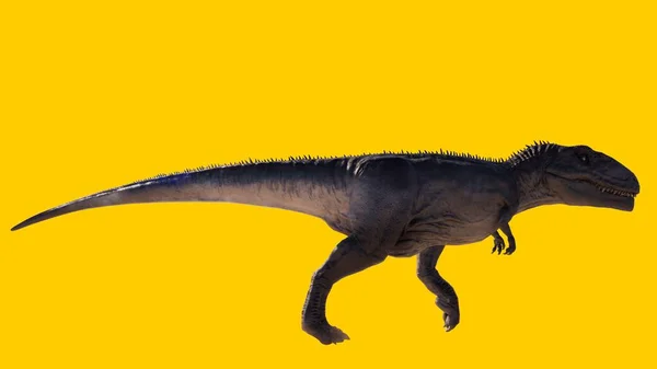 黄色の空白の背景に孤立した恐竜のイラスト — ストック写真