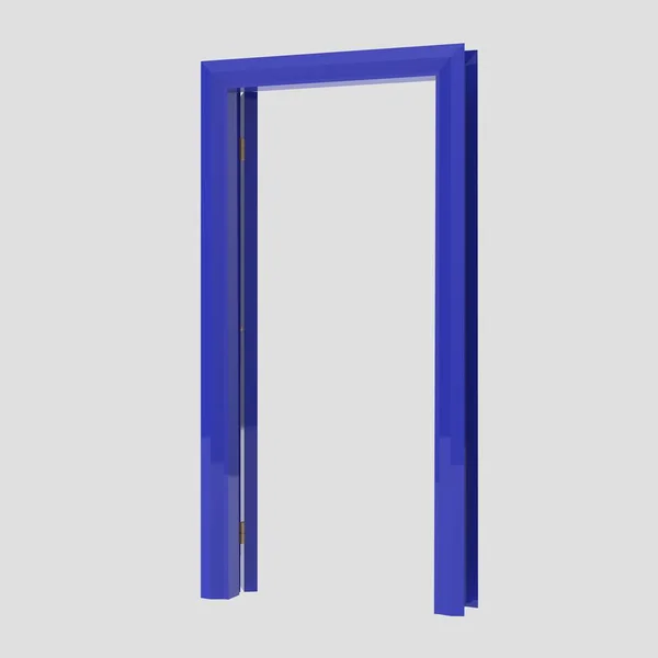 Modrá Dřevěná Sada Vnitřní Dveře Ilustrace Jiné Otevřené Uzavřené Izolované — Stock fotografie