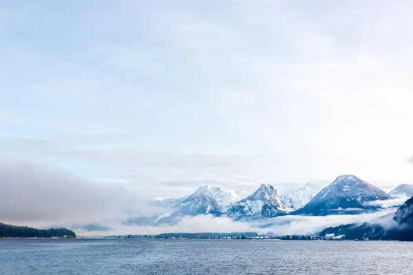 Зимовий Пейзаж Озері Вольфганг Санкт Гілгені Австрія — стокове фото