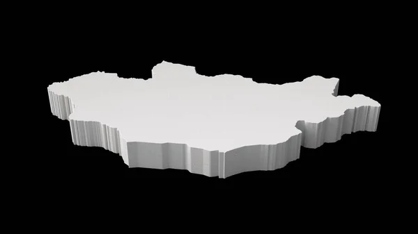 黒の背景に白いモンゴル地図の3Dレンダリング — ストック写真