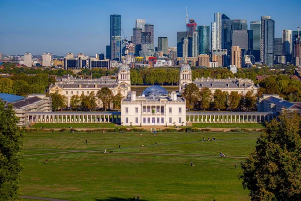 Greenwich Parkının Londra Nın Şehir Siluetinin Havadan Görüntüsü — Stok fotoğraf
