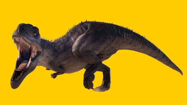 Eine Abbildung Eines Dinosauriers Isoliert Auf Gelbem Leeren Hintergrund — Stockfoto