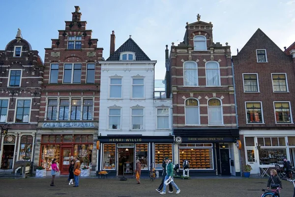 Les Maisons Delft Aux Pays Bas Pendant Saison Hivernale — Photo