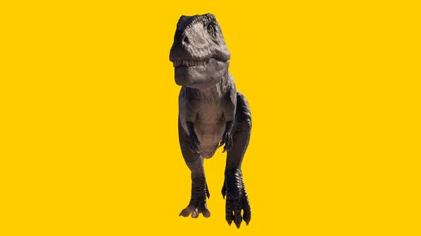 Uma Ilustração Dinossauro Isolado Fundo Branco Amarelo — Fotografia de Stock