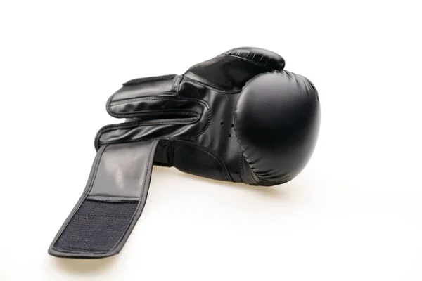 一只黑色拳击手套 有一条敞开的带子 与白色背景隔离 — 图库照片