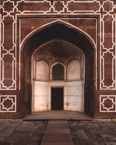 Primer Plano Arco Tumba Humayun Delhi India — Foto de Stock