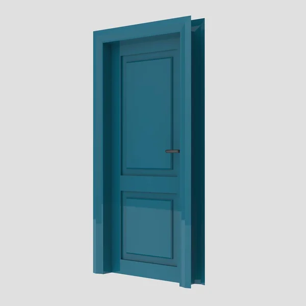 Ξύλινη Εσωτερική Πόρτα Εικονογράφηση Που Διαφορετικά Ανοιχτό Κλειστό Απομονωμένο Λευκό — Φωτογραφία Αρχείου