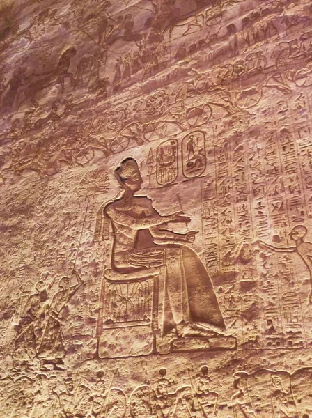 Świątynia Ramzesa Abu Simbel Egipt Jej Hieroglifami Antykami — Zdjęcie stockowe
