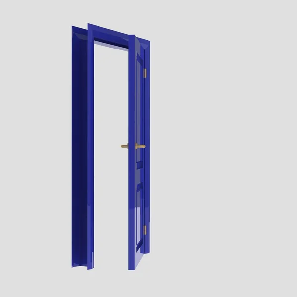 Μπλε Ξύλινο Σύνολο Εσωτερική Πόρτα Εικονογράφηση Διαφορετικά Ανοιχτό Κλειστό Απομονωμένο — Φωτογραφία Αρχείου