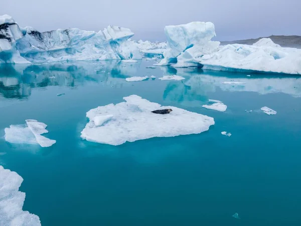海の氷河の空中風景 — ストック写真