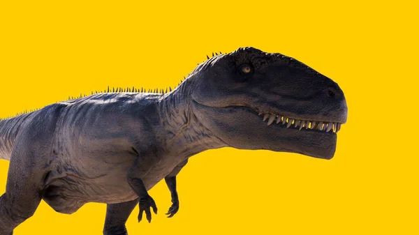 Sarı Boş Arkaplanda Izole Edilmiş Bir Dinozorun Çizimi — Stok fotoğraf