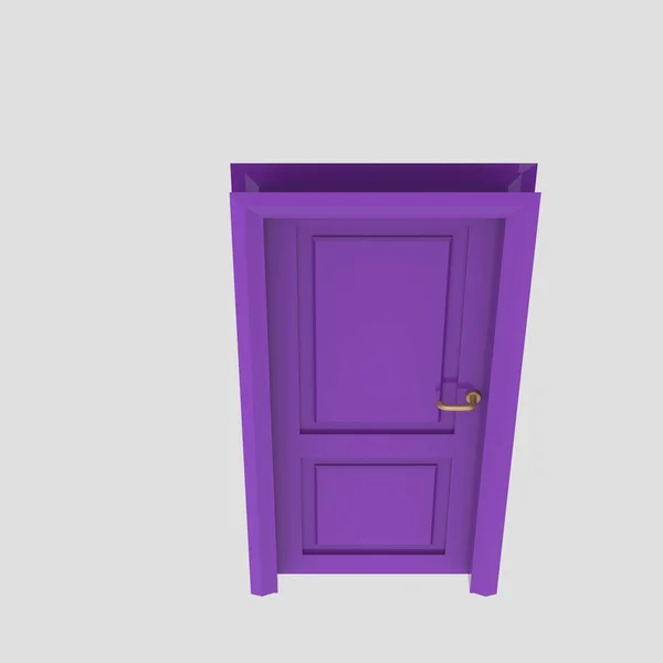Фиолетовый Деревянные Внутренние Двери Иллюстрации Установить Различные Открытые Закрытые Изолированные — стоковое фото