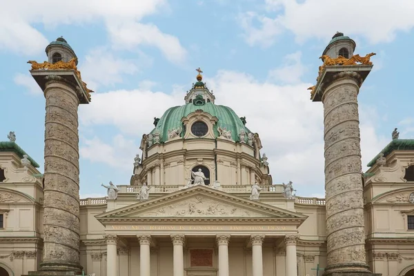 Principal Fachada Igreja São Carlos Borromeu Viena Áustria — Fotografia de Stock