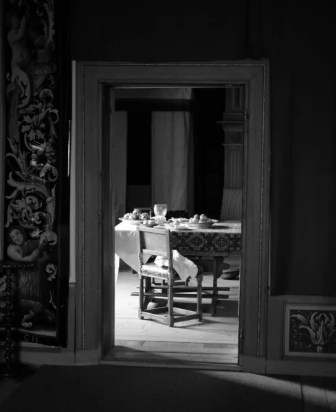 Vertical Shot Aristocratic Dinner Room Castle Sweden — Stock Photo, Image