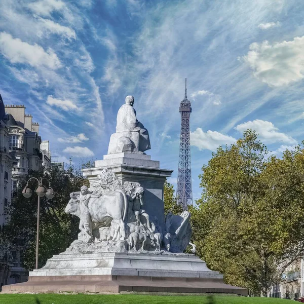 Париж Место Брейне Arrondissement Эйфелева Башня Заднем Плане Туристическое Место — стоковое фото