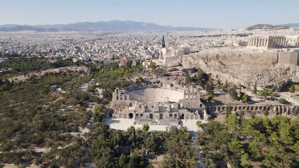 Egy Drónfelvétel Athéni Akropoliszról Görögországban — Stock Fotó