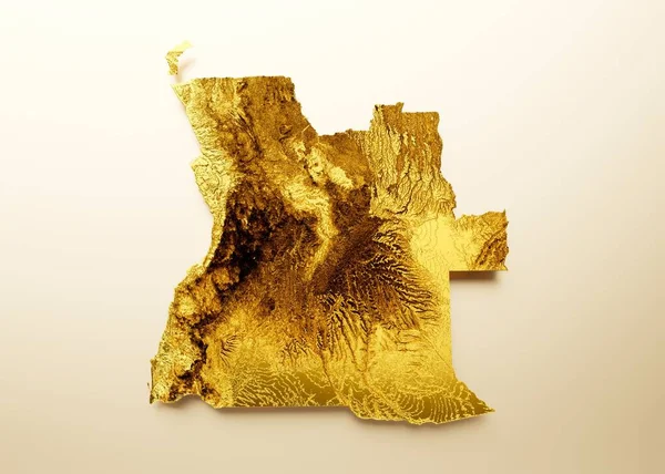 Illustration Angolansk Karta Gjord Gyllene Metall Beige Bakgrund Begreppet Statligt — Stockfoto