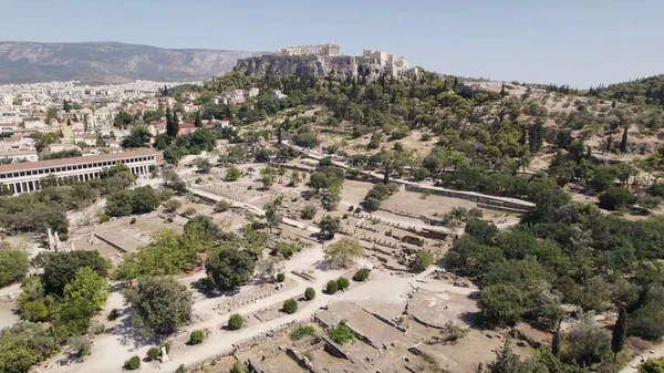 Una Vista Aérea Del Ágora Antiguo Atenas Grecia —  Fotos de Stock