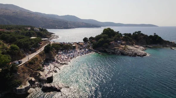 Aerial Scenery Kassiopi Shoreline Sunny Day Corfu Greece — Stock Photo, Image