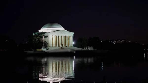 Jefferson Memorial Visto Notte Dall Altra Parte Del Fiume Potomac — Foto Stock