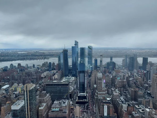 Воздушный Беспилотный Снимок Знаменитых Небоскребов Нью Йорке Сша — стоковое фото