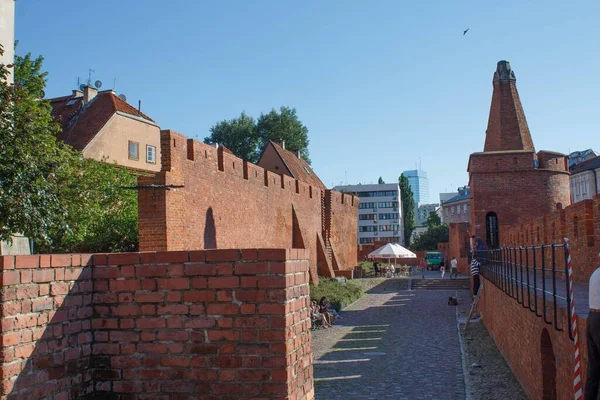 Obraz Historických Hradních Zdí Varšavy Století Barbican Varšavě Polsko — Stock fotografie