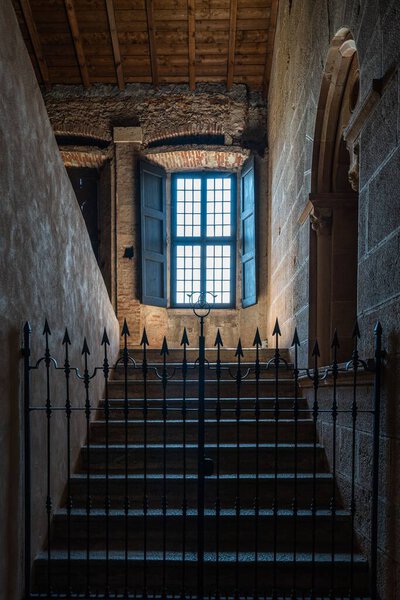 An interior of Rocca di Angera castle in Italy