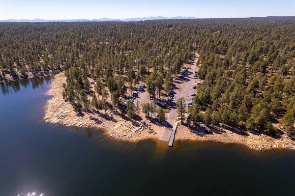 Drone Aérien Lac Willow Springs Près Une Forêt Arizona États — Photo