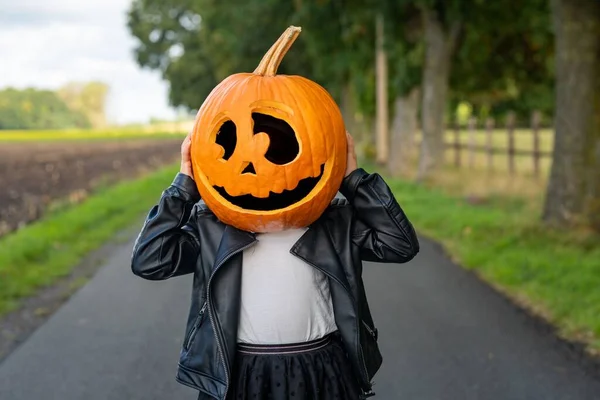 Person Pumpkin Head — Stock Photo, Image