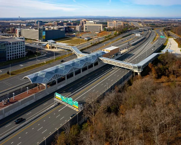 Aerial View Silver Line Metro Station Dulles Airport — Stock Photo, Image